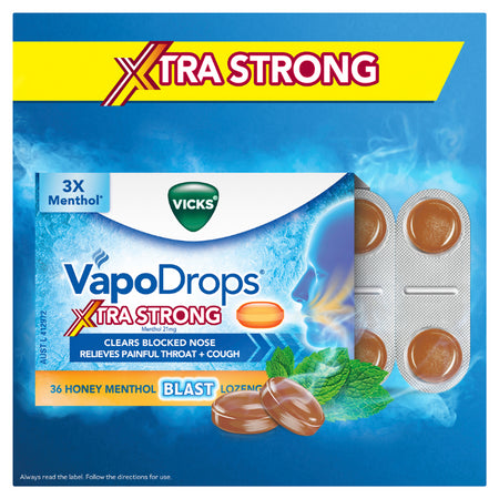 Vicks Vapodrops Xtra Strong Honey Menthol 36 Lozenges