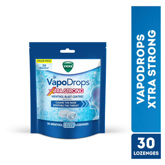 Vicks Vapodrops Xtra Strong Menthol Blast Centres 30 Lozenges