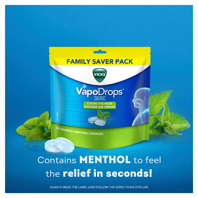 Vicks Vapodrops Original Menthol 70 Lozenges