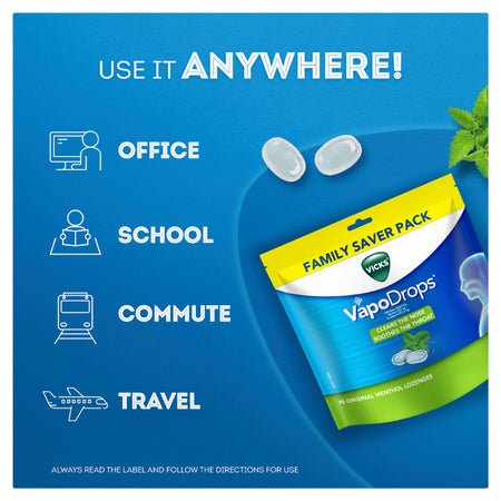 Vicks Vapodrops Original Menthol 70 Lozenges