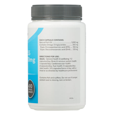 Pharmacy Health Odourless Fish Oil 1000mg 400 Capsules