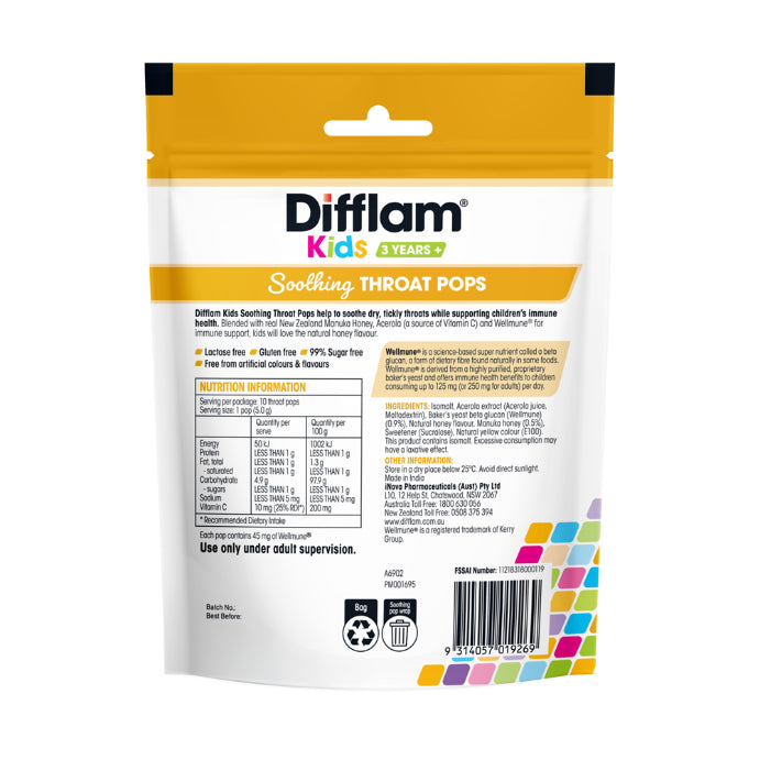 Difflam Soothing Throat Pops Manuka Honey 10 pack
