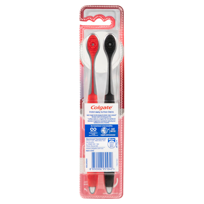 Colgate Optic White Pro Series Toothbrush With Soft Charcoal Spiral Bristles 2 Pack