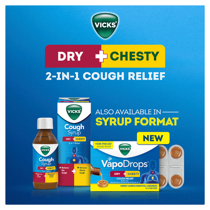 Vicks Vapodrops Dry + Chesty Cough Relief 24 Lozenges