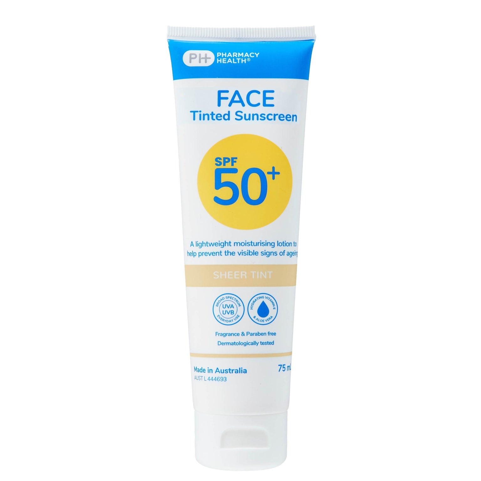 Pharmacy Health Sunscreen Face Sheer Tint Spf50+ 75ml