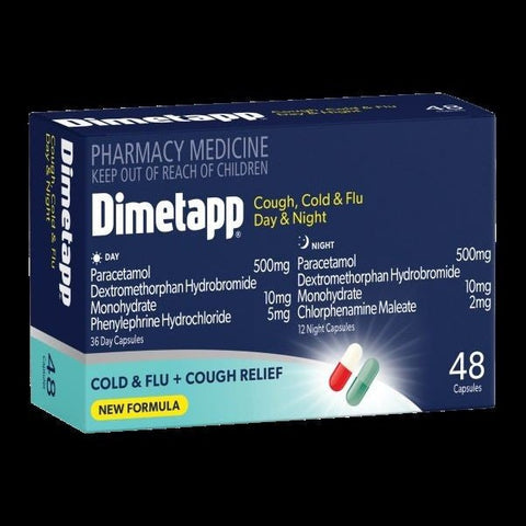 Dimetapp Cold, Cough and Flu Day/Night  Cap 48 (Phenylephrine)