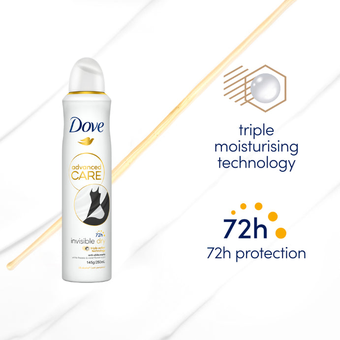 Dove Advanced Antiperspirant Aerosol Invisible Dry 250ml