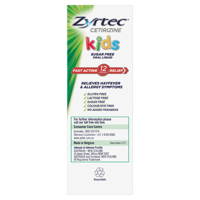 Zyrtec Kids Sugar Free Oral Liquid Grape Flavour 2 X 120ml