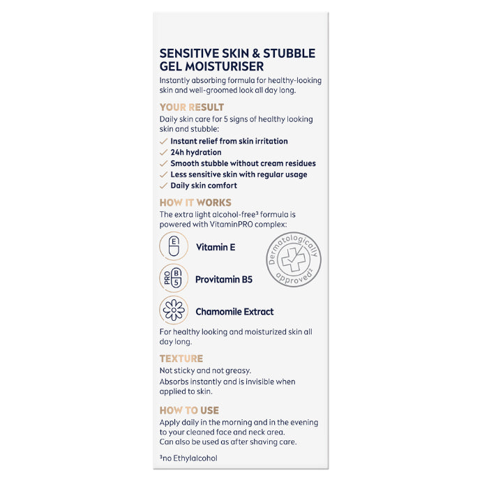 Nivea Men Sensitive Skin & Stubble Gel Moisturiser 50ml