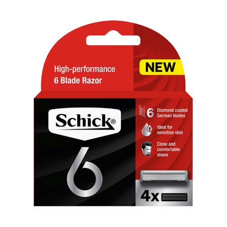 Schick 6 Razor Mens Refill 4pk