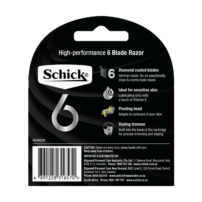 Schick 6 Razor Mens Refill 4pk