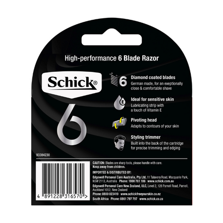 Schick 6 Razor Mens Refill 4pk