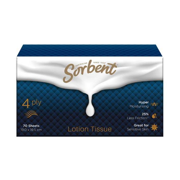 Sorbent Facial Tissue Lotion 4Ply 70 Pack