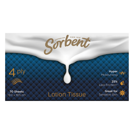 Sorbent Facial Tissue Lotion 4Ply 70 Pack
