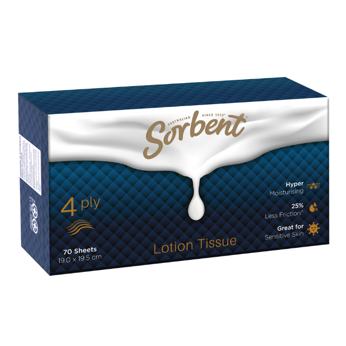 Sorbent Facial Tissue Lotion 4Ply 70 Pack