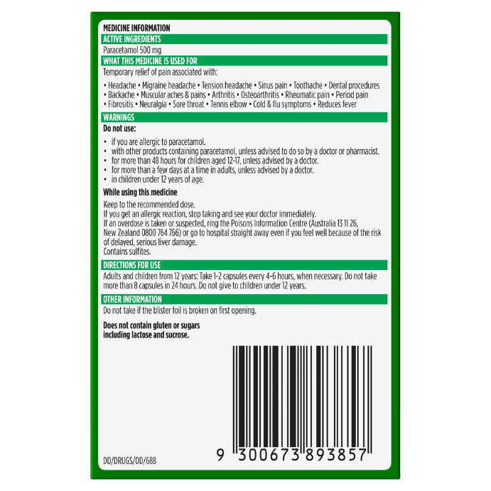 Panadol Liquid Caps Paracetamol 500mg 48 Tablets