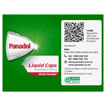 Panadol Liquid Caps Paracetamol 500mg 48 Tablets