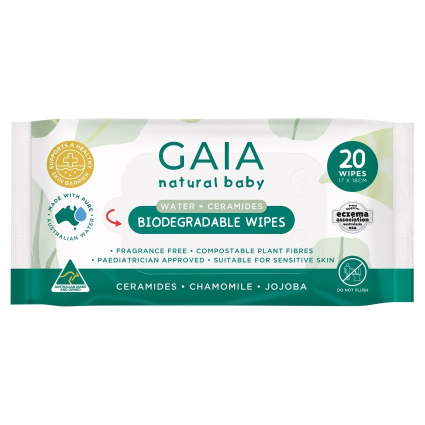 GAIA BIODEGRADABLE WATER WIPES 20PK