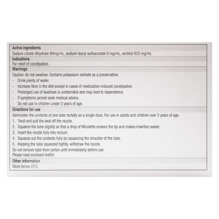 Micolette Micro Enema 5ml 50 Pack