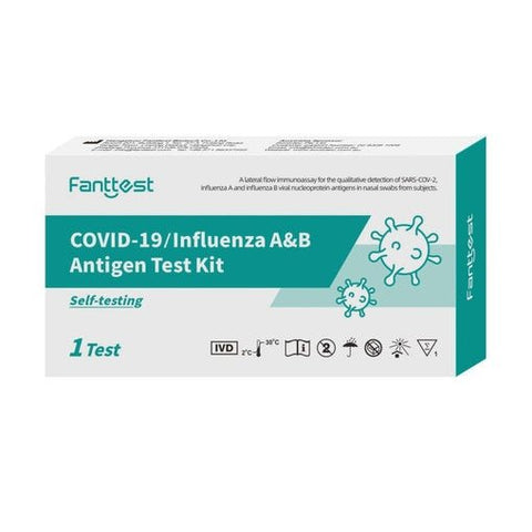 Fanttest  Covid + Influenza A&B Antigen Self Test Kit 1 Test
