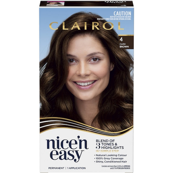 Clairol Nice N Easy 4 Natural Dark Brown Permanent Hair Colour