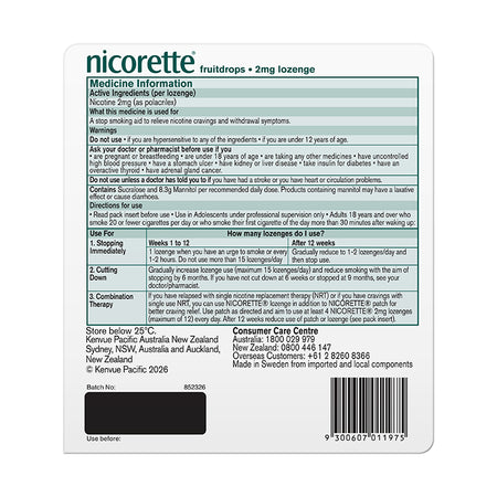 Nicorette Fruit Drops Lozenges Value Pack 2mg 160