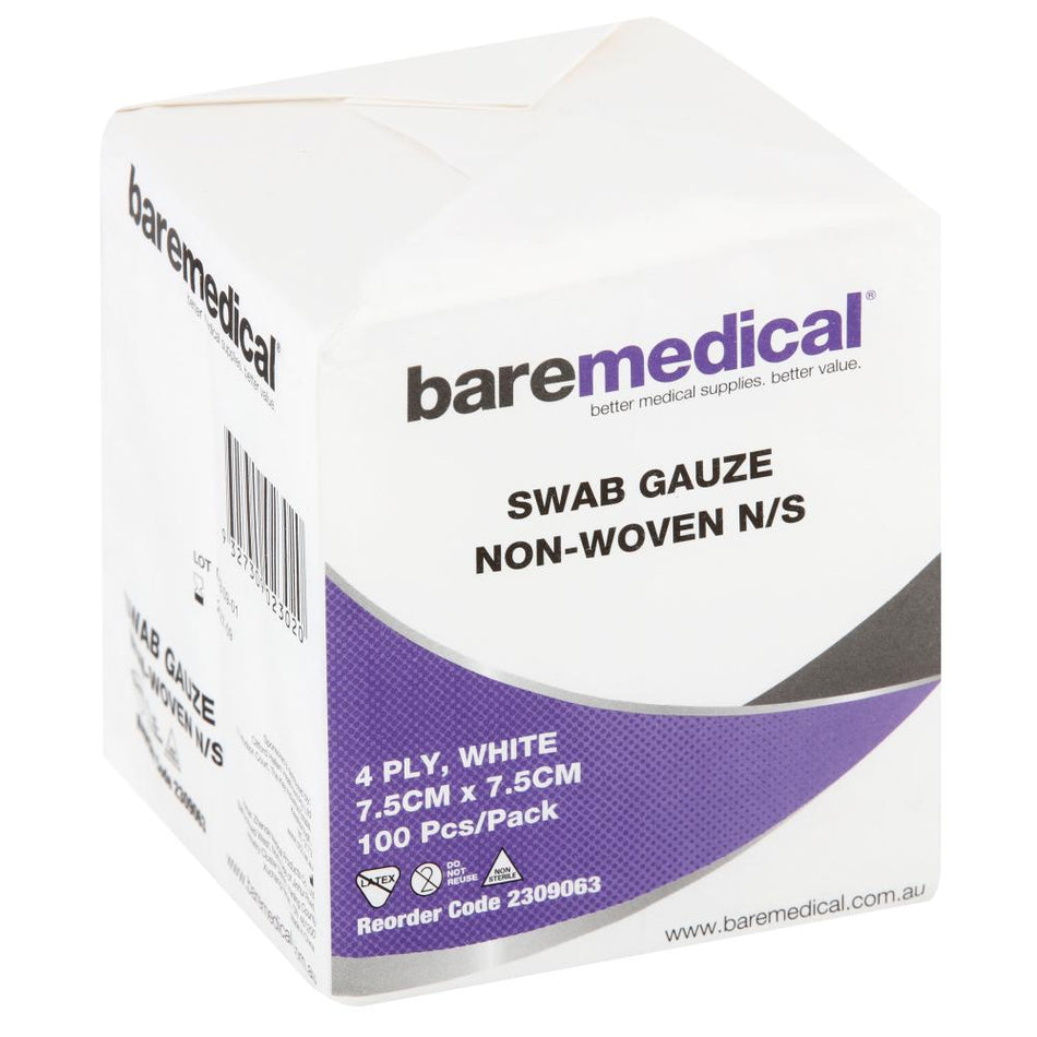 BAREMEDICAL SWAB GAUZE 7.5CM X 7.5CM N/S 100PCS