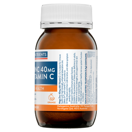 Ethical Nutrients Mega Zinc 40MG with Vitamin C Orange 95g