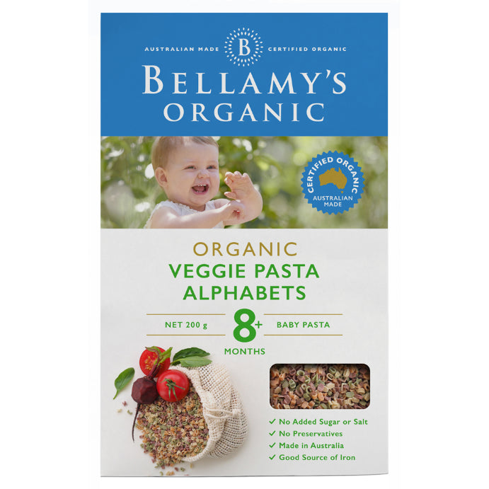 Bellamys Organic Veggie Alphabet Pasta 8+ Months 200g Pack of 6