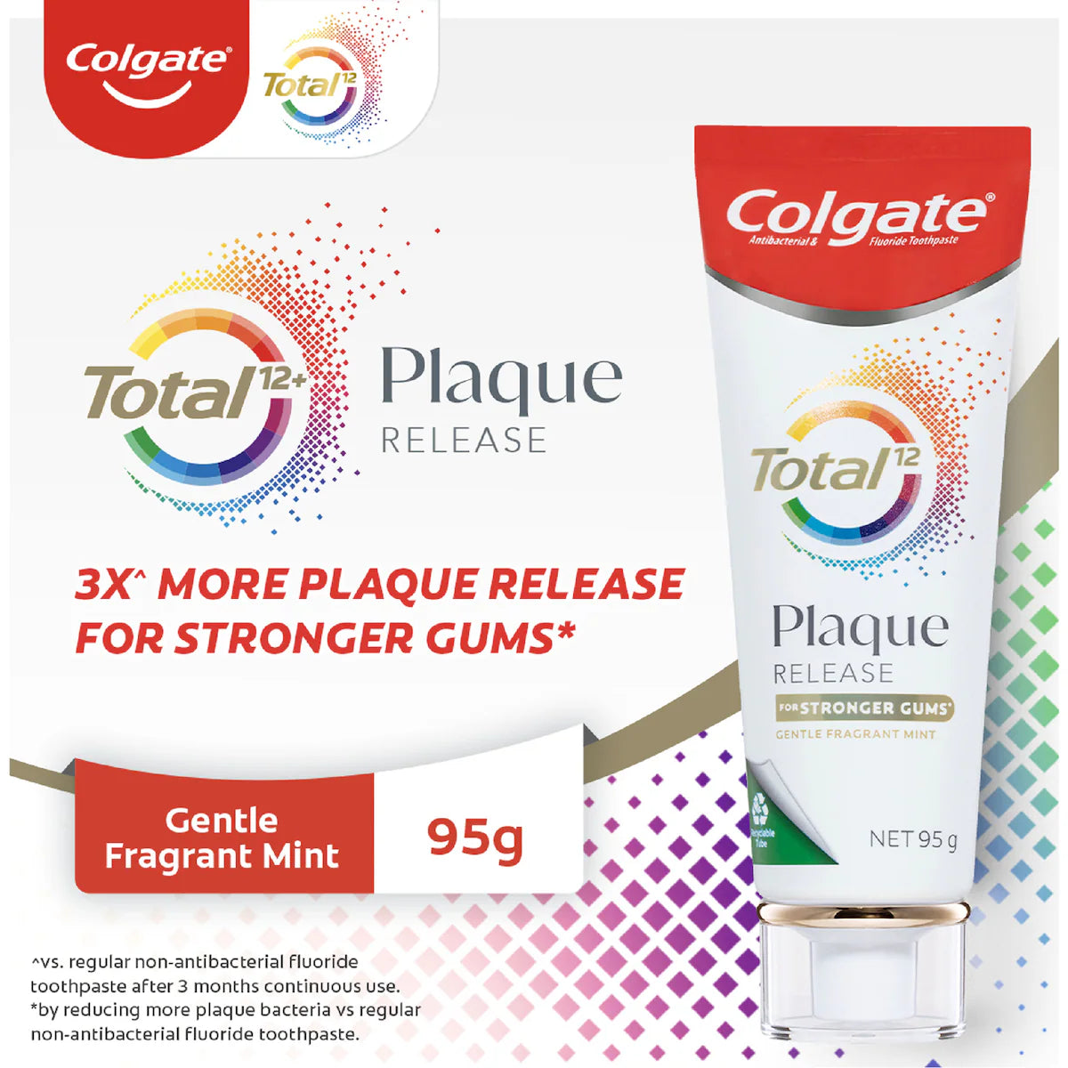 Colgate Total Plaque Release Toothpaste Gentle Fragrant Mint 95g