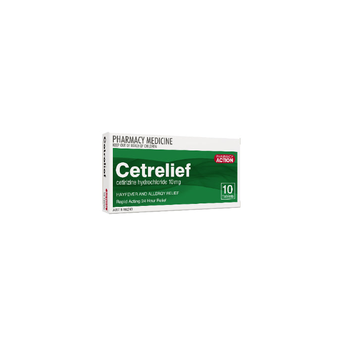 Pharmacy Action Cetrelief 10mg 10 Tablets