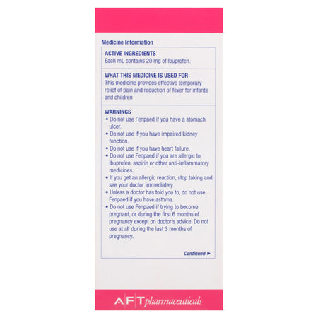 Fenpaed Oral Liquid Ibufropen 100mg/5ml Strawberry Flavour 200ml