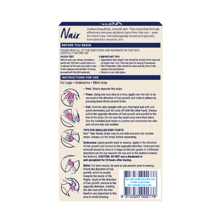 Nair Sensitive Large Wax Strips 40 Pack
