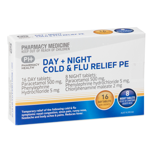 Pharmacy Health Day + Night Cold & Flu Pe 24 Tablets