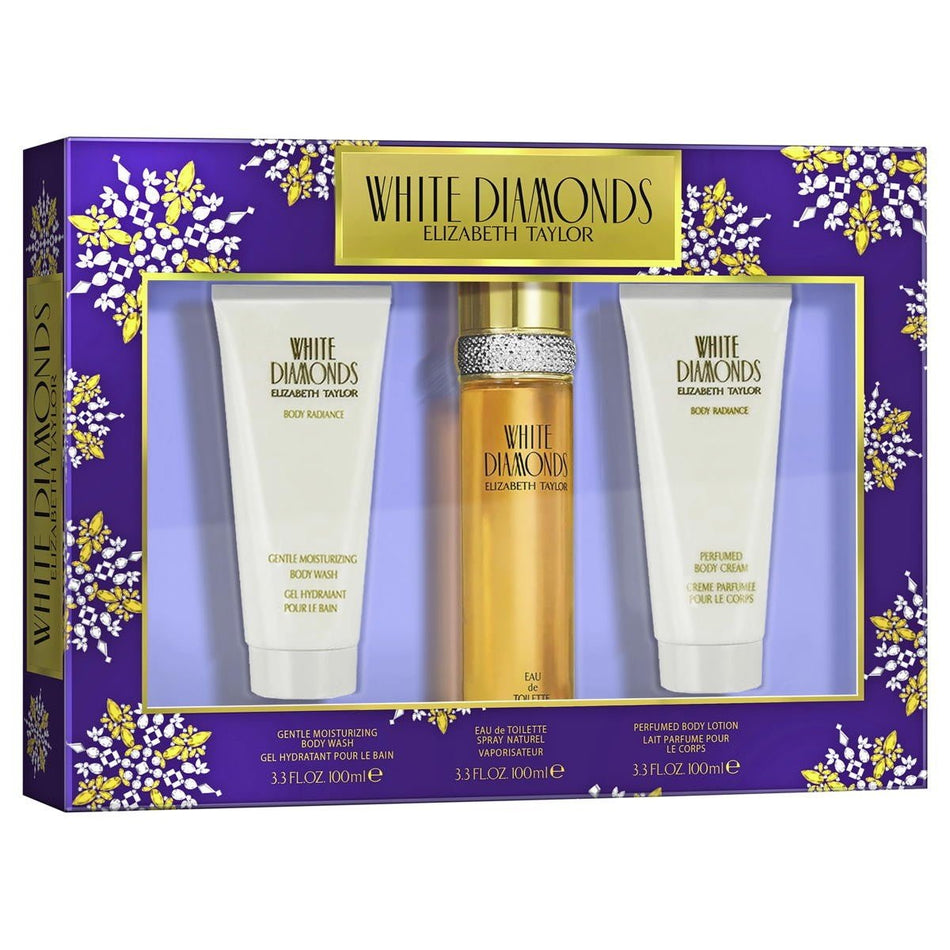 Elizabeth Taylor White Diamonds Eau De Toilette 100ml 3 Piece Gift Set