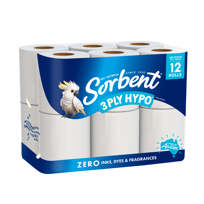 Sorbent Hypo Allergenic Toilet Tissue 12 Rolls