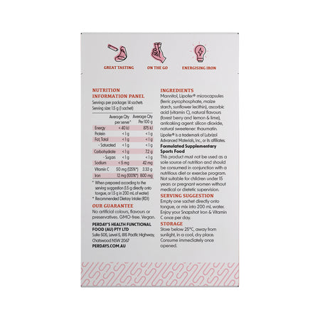 Snap Shot Iron & Vitamin C Cosmospolitan Flavoured Sachet 1.5g X 14 Pack