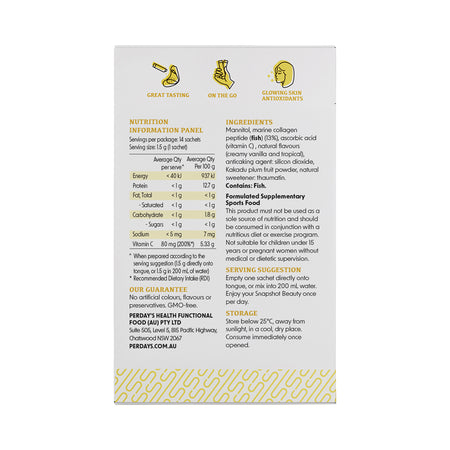 Snap Shot Beauty Pina Colada Flavoured Sachet 1.5g X 14 Pack