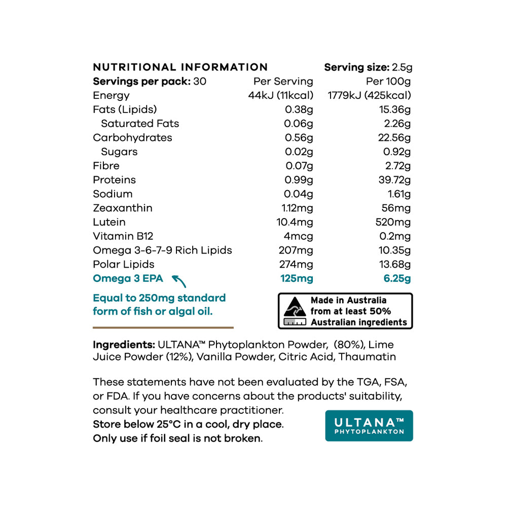 Phytality Phytoplankton Omega & Multi Lime & Vanilla Powder 150g