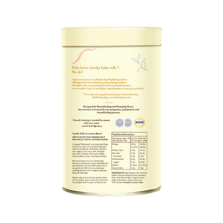 Mammas Milk Bar Vanilla Toffee Lactation Support Blend 500g