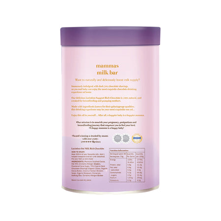 Mammas Milk Bar Oat Milk Rich Chocolate Lactation Support Drinking Chocolate 500g