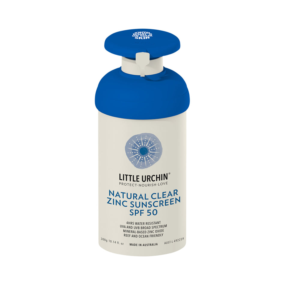 Little Urchin Natural Clear Zinc Sunscreen Spf 50 Pump 300g