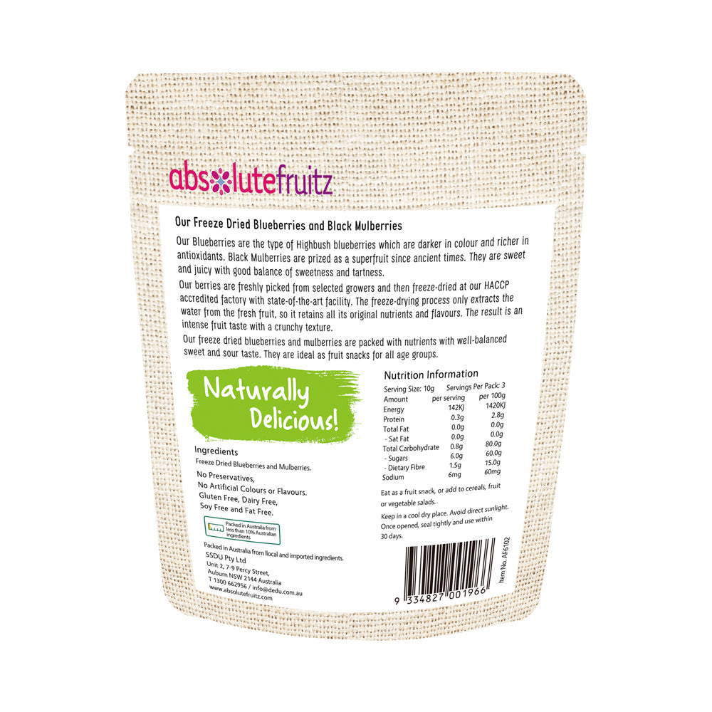 Absolutefruitz Freeze Dried Blueberries Mulberries 30g