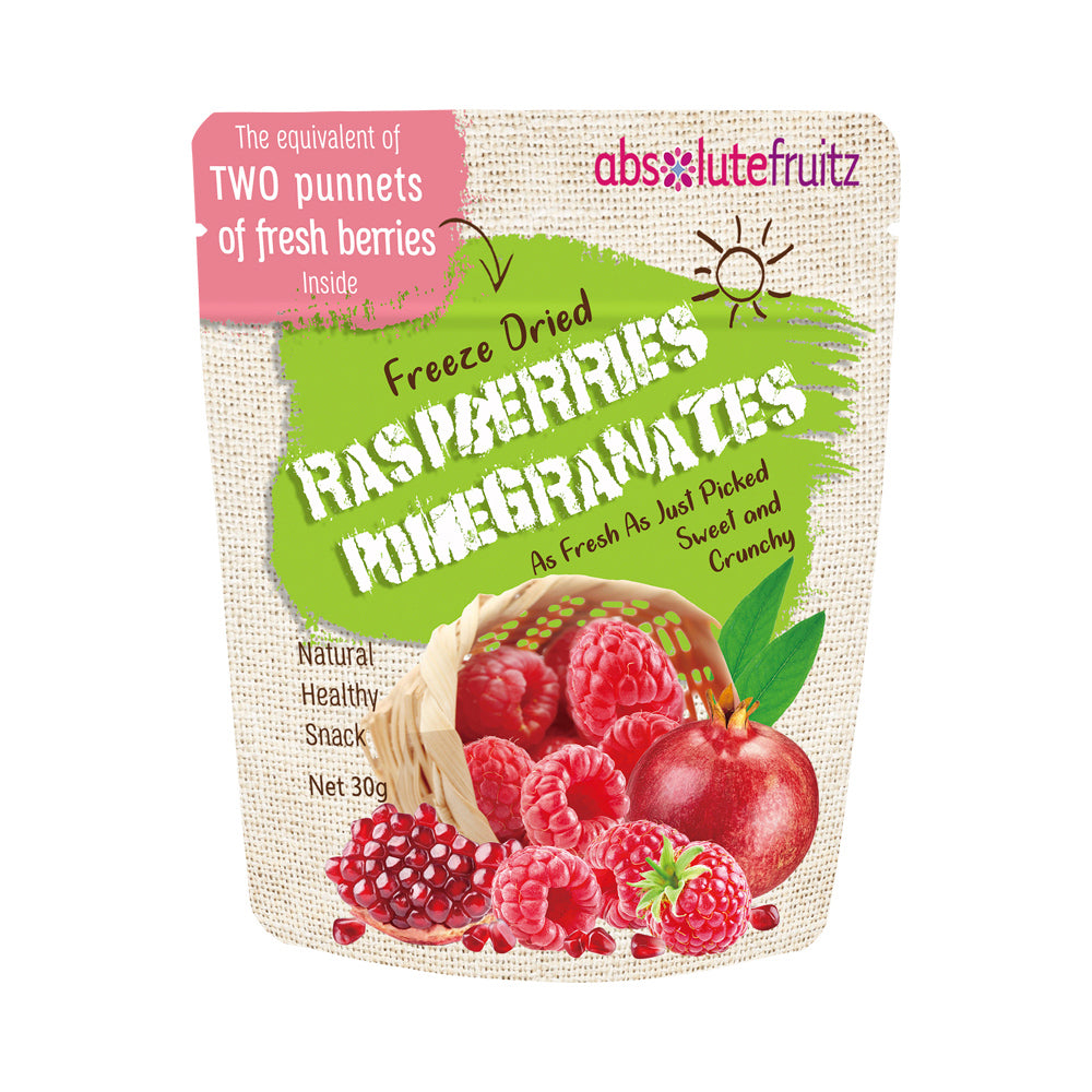 Buy Absolutefruitz Freeze Dried Raspberries Pomegranates 30g Online at ...