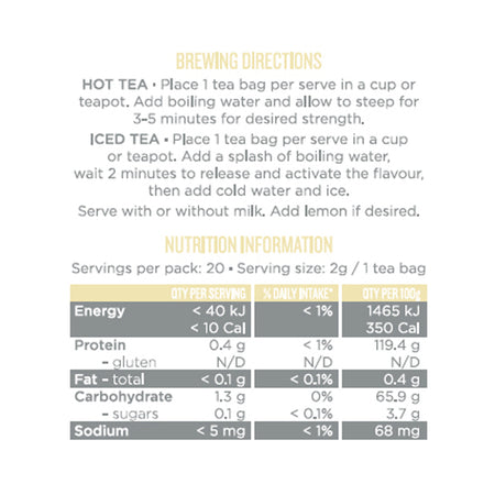 Tea Tonic Organic Vanilla Breakfast Tea X 20 Tea Bags