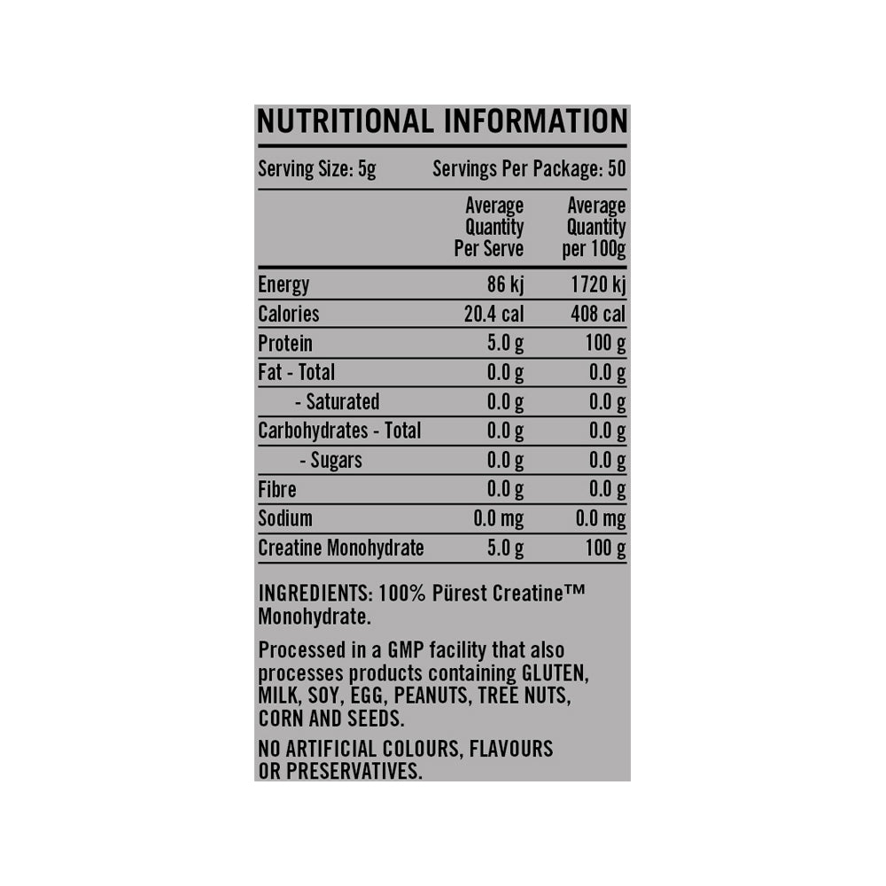 RAPID SUPPLEMENTS PUREST CREATINE UNFLAVOURED 250G