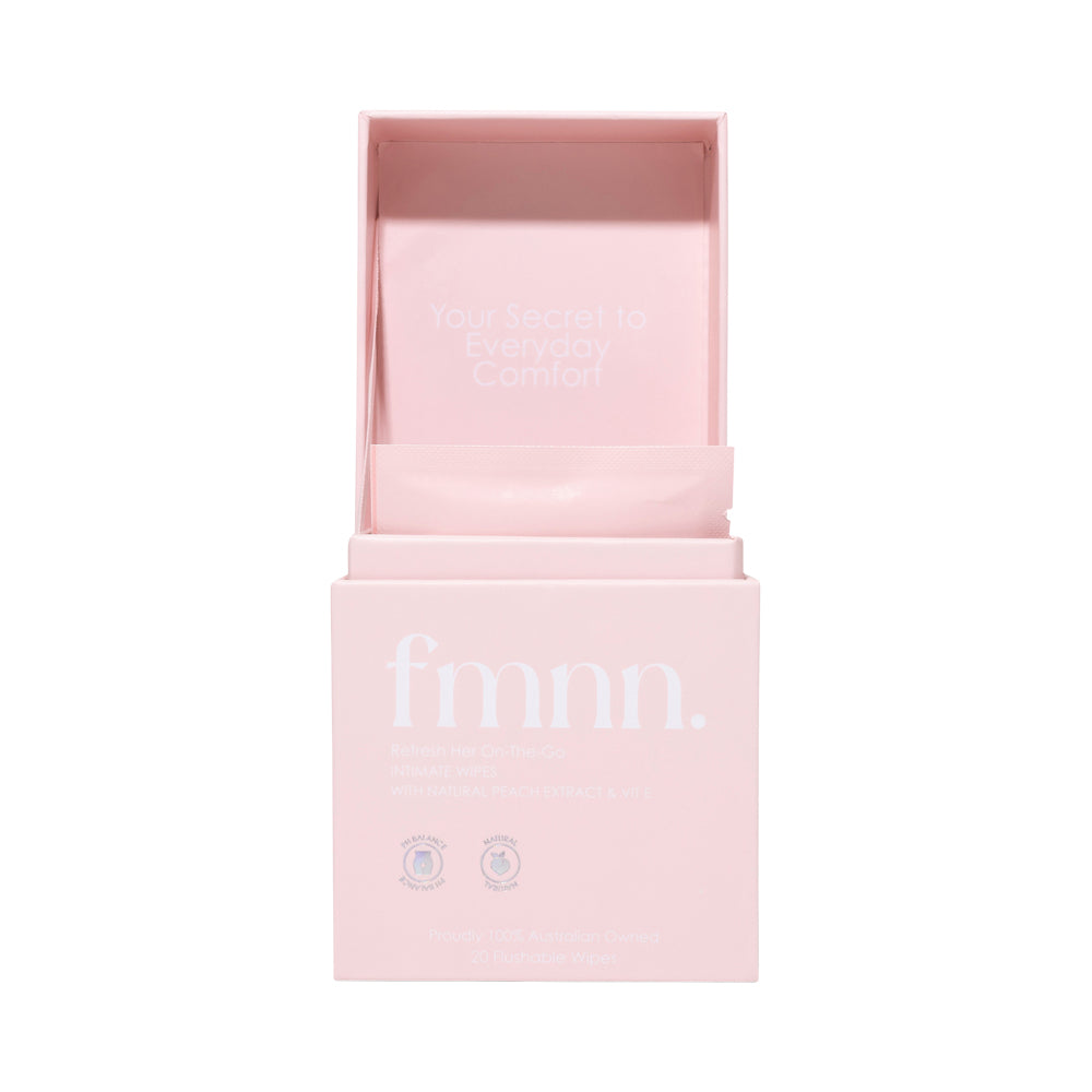 FMNN. REFRESH HER ON-THE-GO INTIMATE WIPES PEACH 20PK