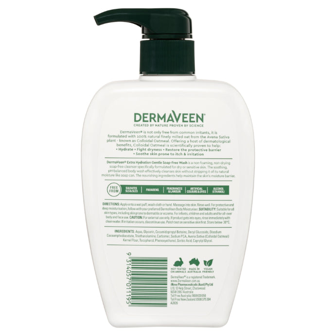 DermaVeen Extra Hydration Gentle Soap-Free Wash 500mL Pump