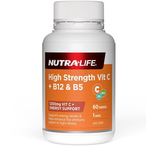 Nutra-Life High Strength Vit C + B12 & B5 60