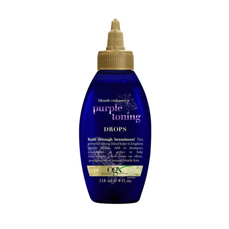 Ogx Blonde Enhance + Purple Toning Drops For Blonde Coloured Hair 118mL